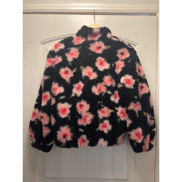 Sandy Liang For Target Floral Women’s‎ 1/4 Zip Fleece Jacket Size XS Black Pink - Picture 3 of 3